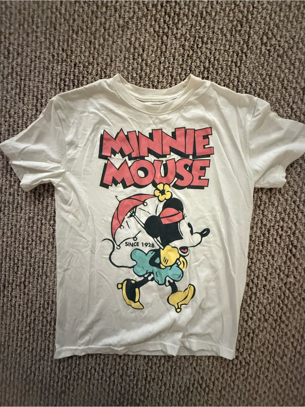 Disney White Tee with Pink Minnie Mouse Graphic